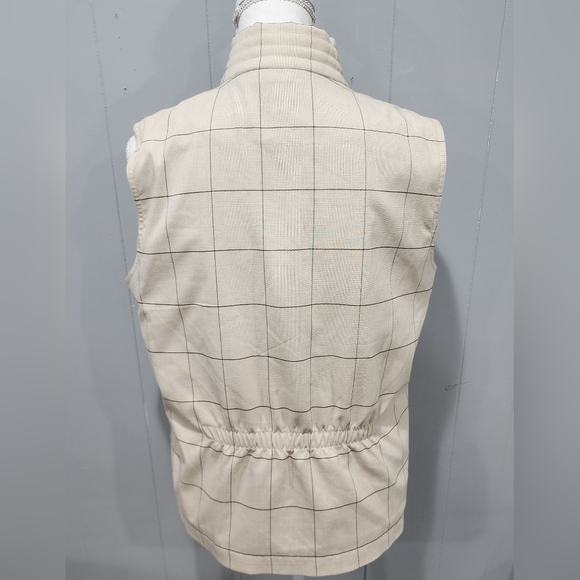 Ashworth Plaid Vest Lined Beige With Two Pockets and Closures, Size Medium - Picture 3 of 10